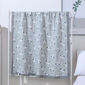 Panda 100% Cotton Baby Blanket / Playmat With Animal Prints