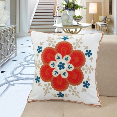 Scandinavian Embroidery Traditional Floral Cushion Covers