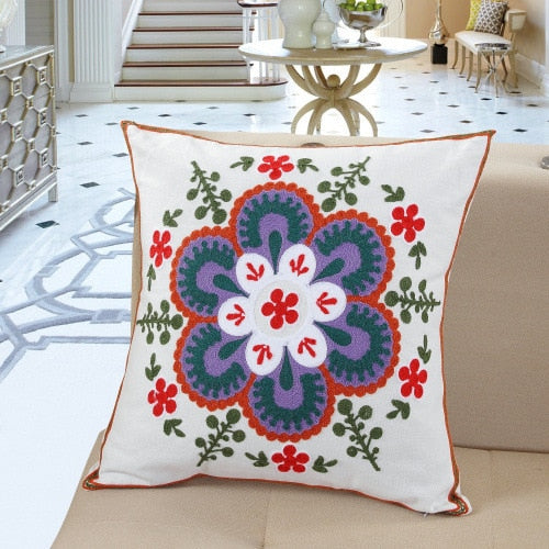 Scandinavian Embroidery Traditional Floral Cushion Covers
