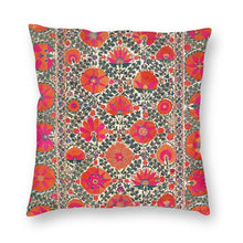 Ethnic Traditional Floral Cushion Covers In Red, Orange & Green