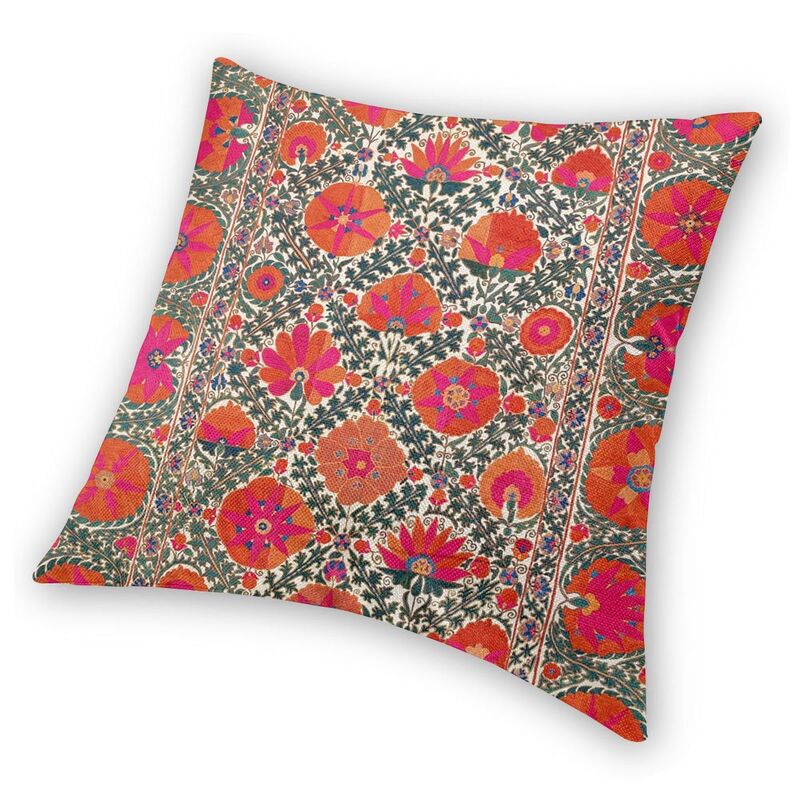 Ethnic Traditional Floral Cushion Covers In Red, Orange & Green