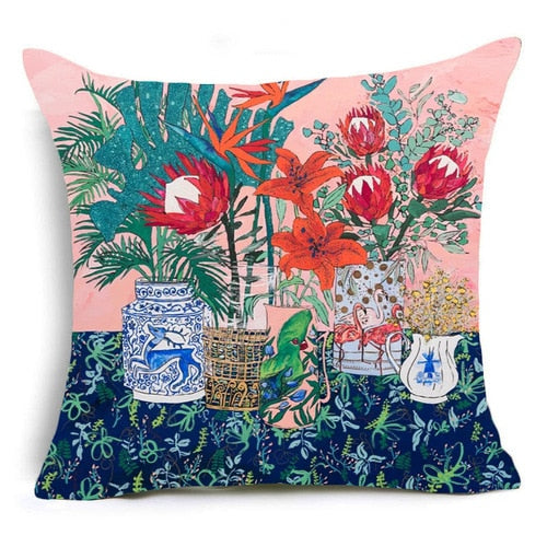 Colourful Watercolour Floral Cushion Covers