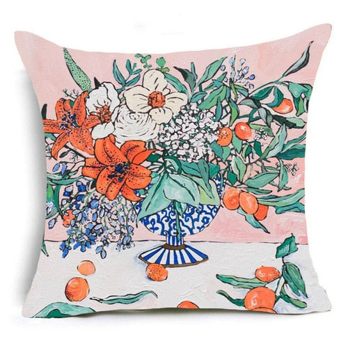 Colourful Watercolour Floral Cushion Covers