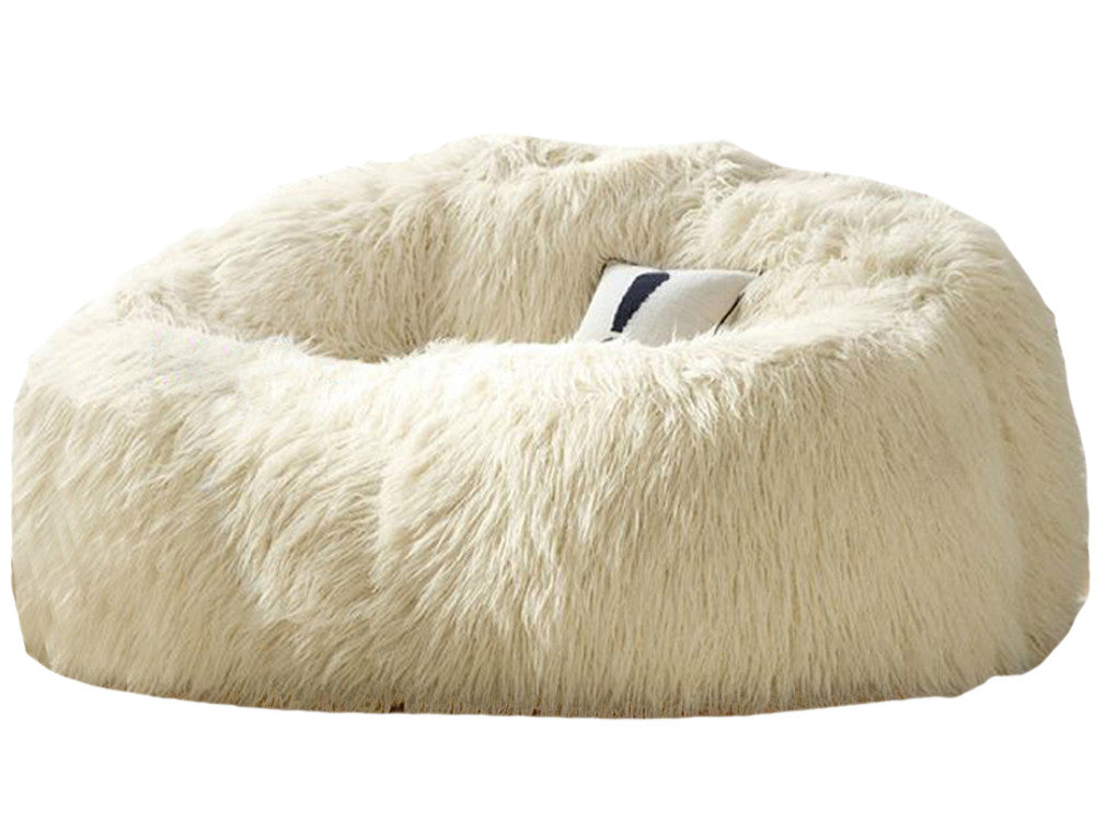 Giant Cream Soft Fluffy Faux Fur Bean Bag Cover