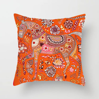 Orange & Red Horse Print Cushion Covers 45cm x 45cm