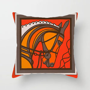 Orange & Red Horse Print Cushion Covers 45cm x 45cm