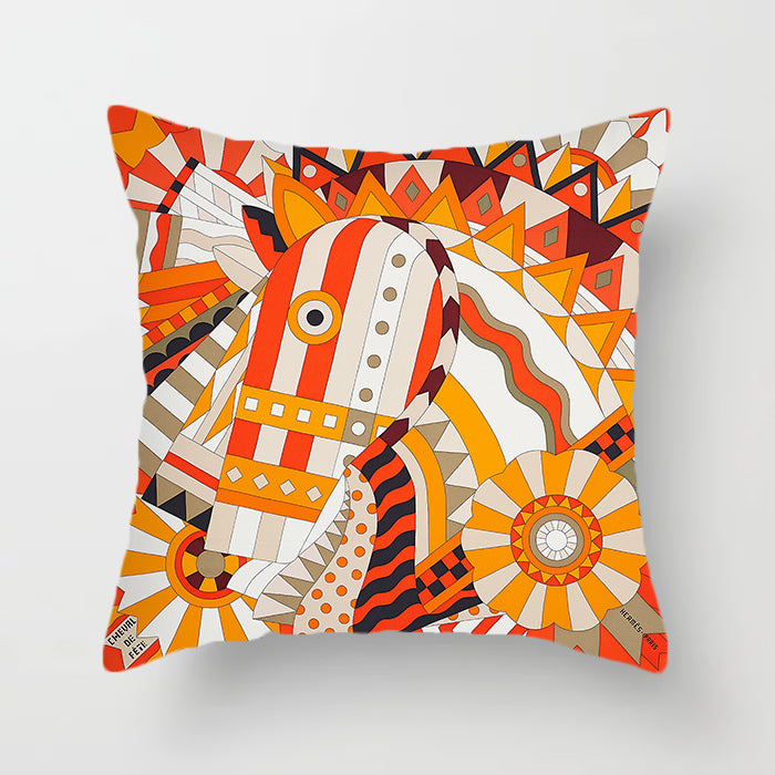 Orange & Red Horse Print Cushion Covers 45cm x 45cm