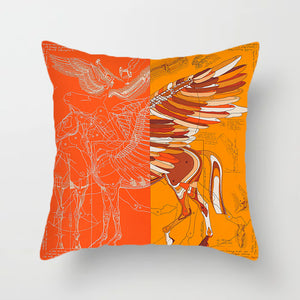 Orange & Red Horse Print Cushion Covers 45cm x 45cm