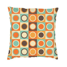 Retro Vintage Burnt Orange & Brown Cushion Cover With Circles