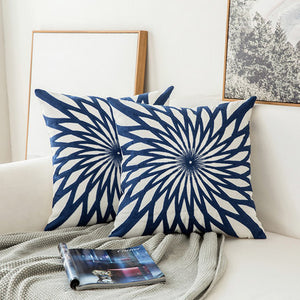 Scandinavian embroidery cushion cover - navy - Star - Indimode