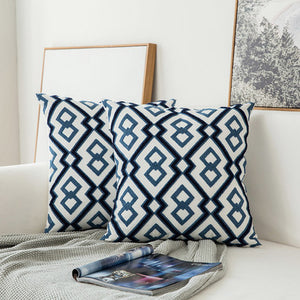 Scandinavian embroidery cushion cover - navy - Geometric - Indimode