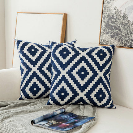 Scandinavian embroidery cushion cover - navy - Square - Indimode