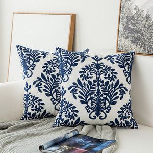 Scandinavian embroidery cushion cover - navy - Florina - Indimode