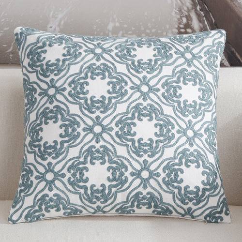 Scandinavian embroidery cushion cover - teal - Daisy - Indimode