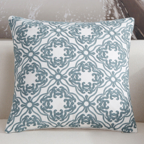 Scandinavian embroidery cushion cover - teal - Daisy - Indimode