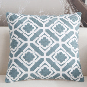 Scandinavian embroidery cushion cover - teal - Floral - Indimode