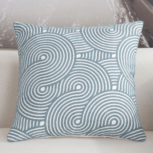 Scandinavian embroidery cushion cover - teal - Spiral - Indimode
