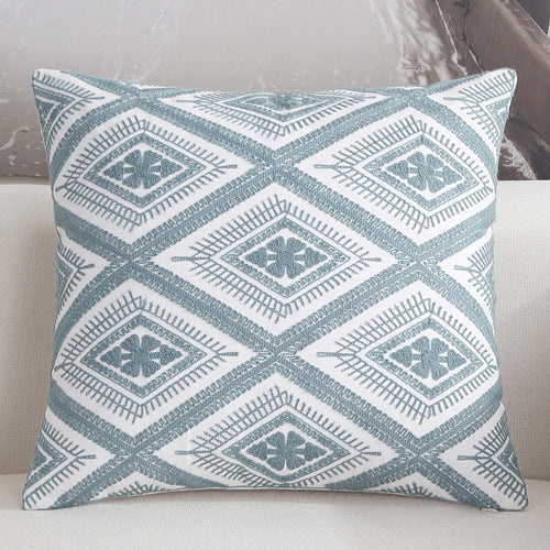 Scandinavian embroidery cushion cover - teal - Diamond - Indimode