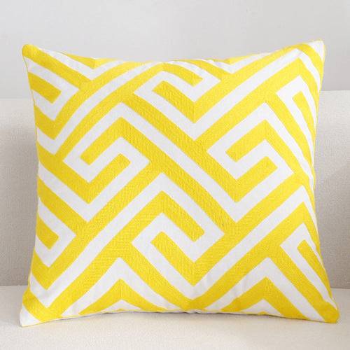 Scandinavian embroidery cushion cover - yellow - Maze - Indimode