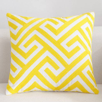 Scandinavian embroidery cushion cover - yellow - Maze - Indimode