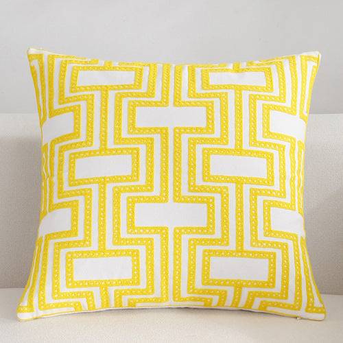 Scandinavian embroidery cushion cover - yellow - Geometrical - Indimode