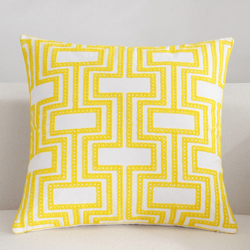 Scandinavian embroidery cushion cover - yellow - Geometrical - Indimode