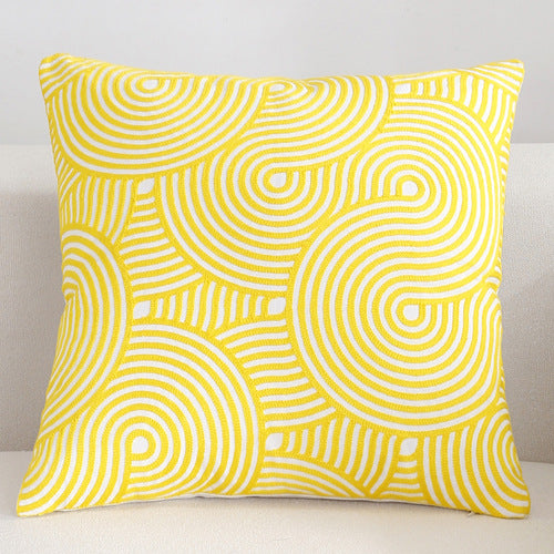 Scandinavian embroidery cushion cover - yellow - Spiral - Indimode