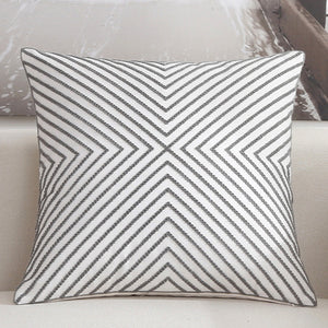 Scandinavian embroidery cushion cover - grey - Striped - Indimode