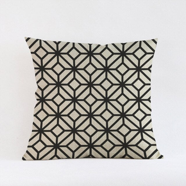 Nordic Black / Navy & Cream Geometric Cushion Covers