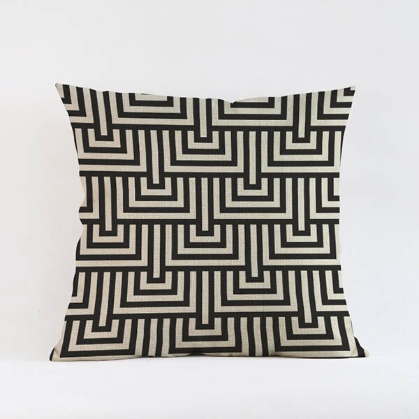 Nordic Black / Navy & Cream Geometric Cushion Covers