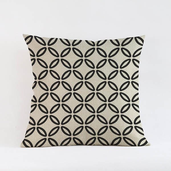 Nordic Black / Navy & Cream Geometric Cushion Covers