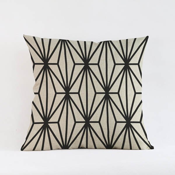 Nordic Black / Navy & Cream Geometric Cushion Covers