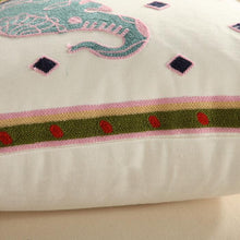 Boho Blue Elephant Floral Embroidery Cushion Cover - Indimode