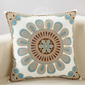 Boho Geometric Floral Embroidery Cushion Cover - Indimode