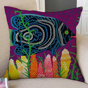Fish Mosaic Polka Dot Japanese Art Cushion Covers 