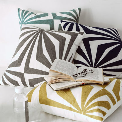 Geometric Abstract Cream Embroidery Cushion Cover