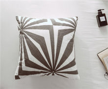 Grey Geometric Abstract Cream Embroidery Cushion Cover